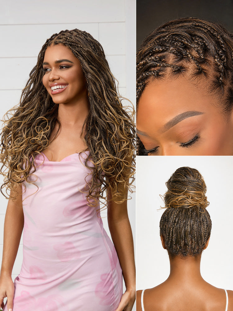 HD Lace Braided T-Part Lace Human Hair Wig - Ombre | 30"