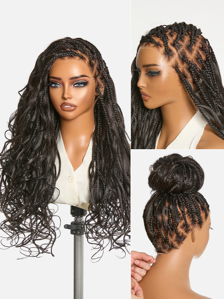 HD Lace Braided T-Part Lace Human Hair Wig - Ombre | 30"