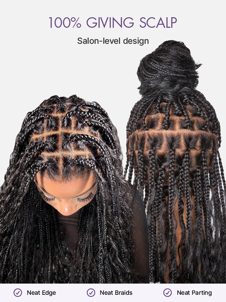 HD Lace Braided Full Lace Human Hair Wig - Grey | 10"-28"