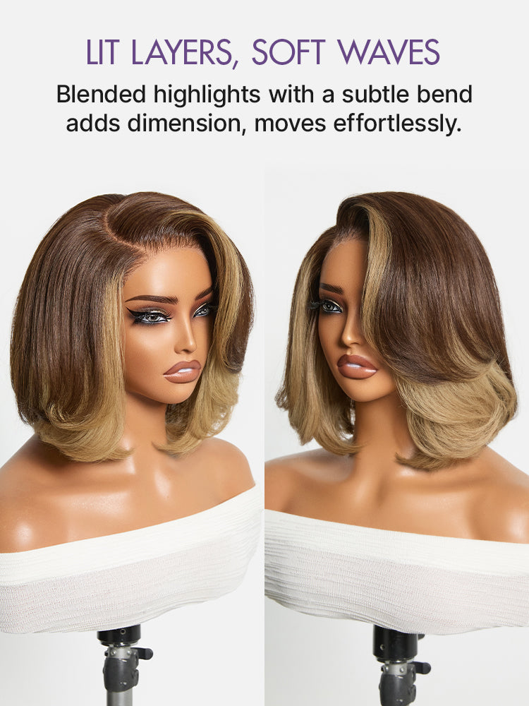 Glueless Layered T-Part Lace Human Hair Wig - Red | 8"-14"
