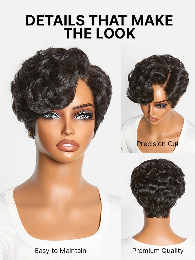 Glueless HD Lace Pixie T-Part Lace Human Hair Wig - Grey | 8"-14"
