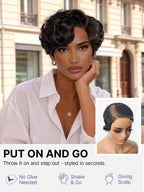 Glueless HD Lace Pixie T-Part Lace Human Hair Wig - Grey | 8"-14"