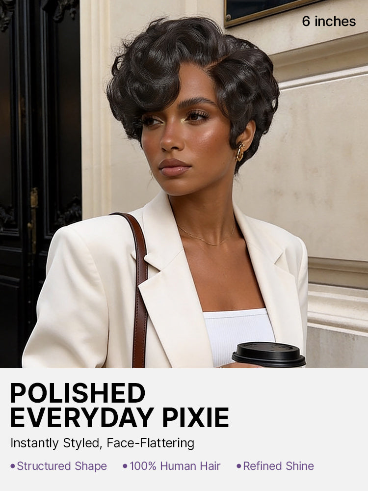 Glueless HD Lace Pixie T-Part Lace Human Hair Wig - Grey | 8"-14"