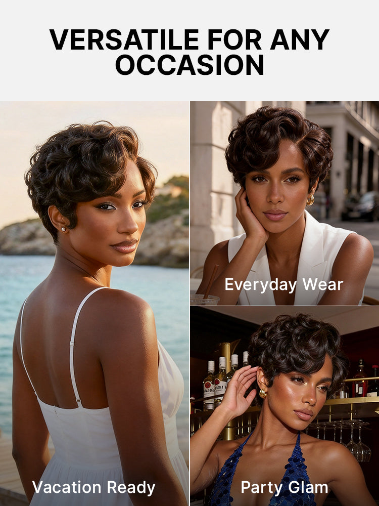Glueless HD Lace Pixie T-Part Lace Human Hair Wig - Grey | 8"-14"