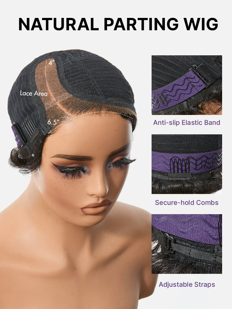 Glueless HD Lace Pixie T-Part Lace Human Hair Wig - Grey | 8"-14"