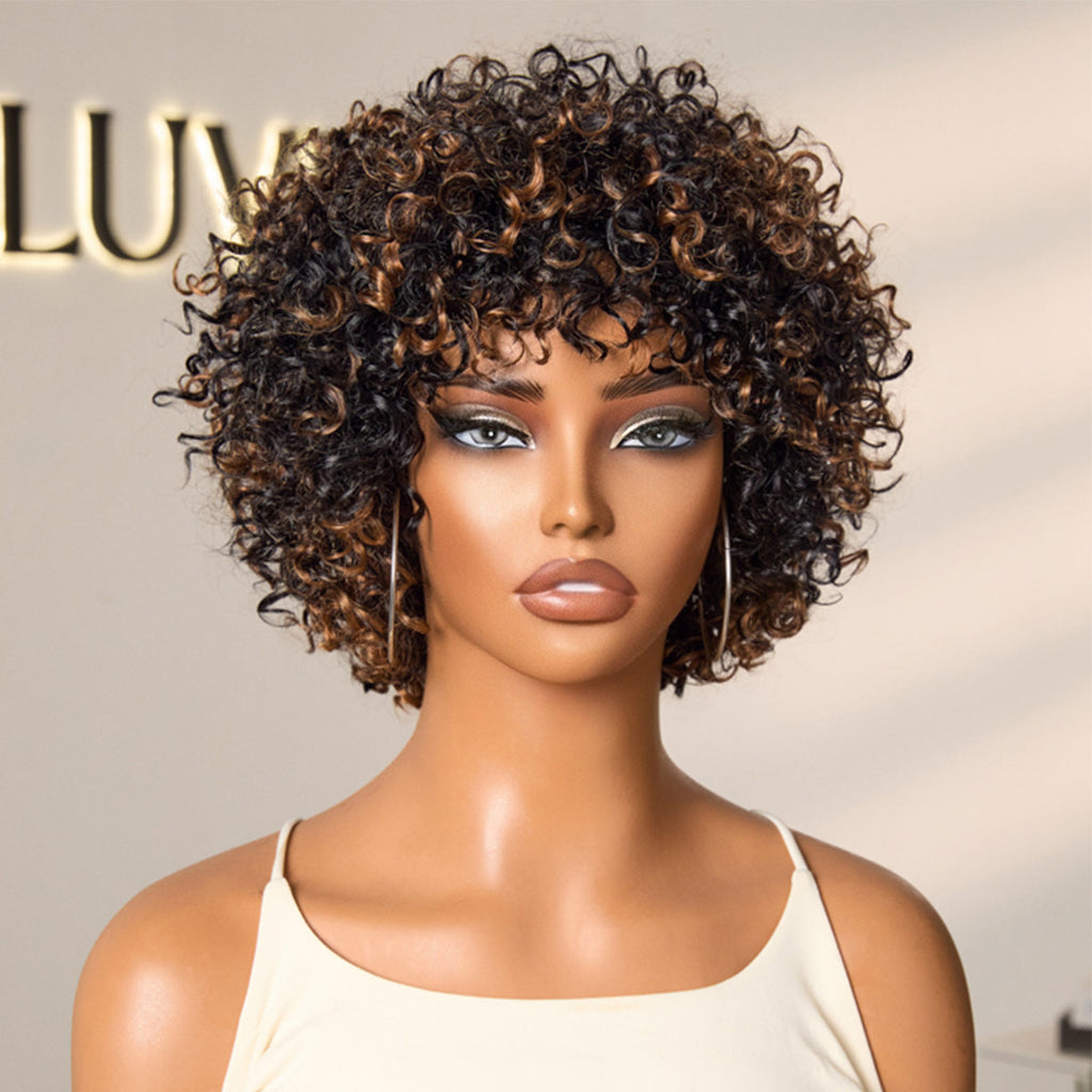Glueless Bob 4X4 Closure Human Hair Wig - Highlight with Bangs | 10"