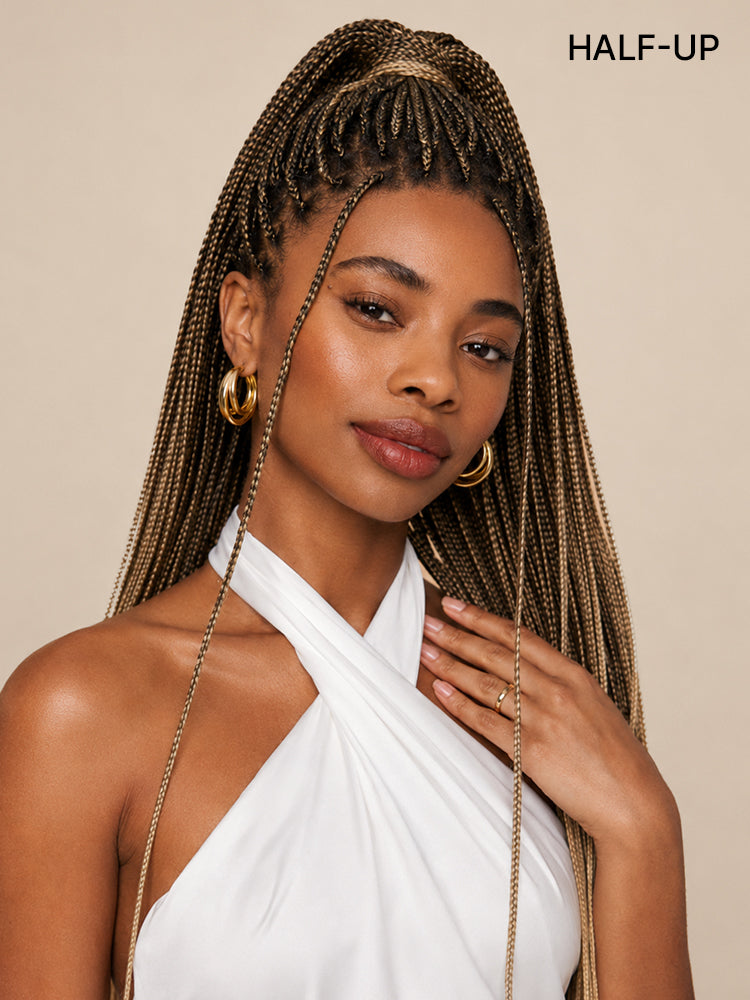 HD Lace Braided T-Part Lace Human Hair Wig - Blonde | 10"-28"