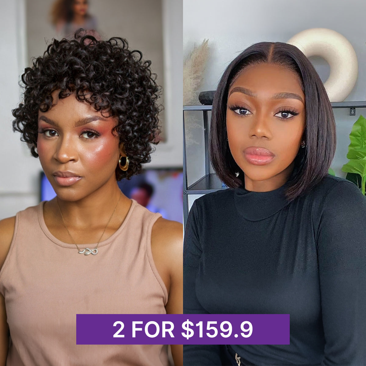 Glueless Bob U-Part Human Hair Wig | 10"