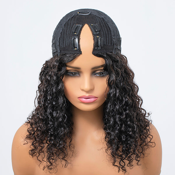 Glueless Curly V-Part Human Hair Wig | 8"-14"