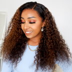 HD Lace Loose Wave T-Part Lace Human Hair Wig - Brown | 10"-28"