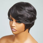 Glueless Straight Human Hair Wig with Bangs | 8"-14"