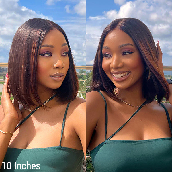 Glueless Bob 4X4 Closure Human Hair Wig - Highlight | 8"-14"