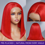Glueless Bob 4X4 Closure Human Hair Wig - Red | 8"-14"