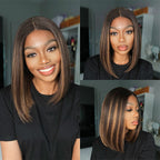Glueless Bob 4X4 Closure Human Hair Wig - Red | 8"-14"
