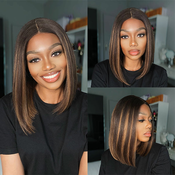 Glueless Bob 4X4 Closure Human Hair Wig - Red | 8"-14"
