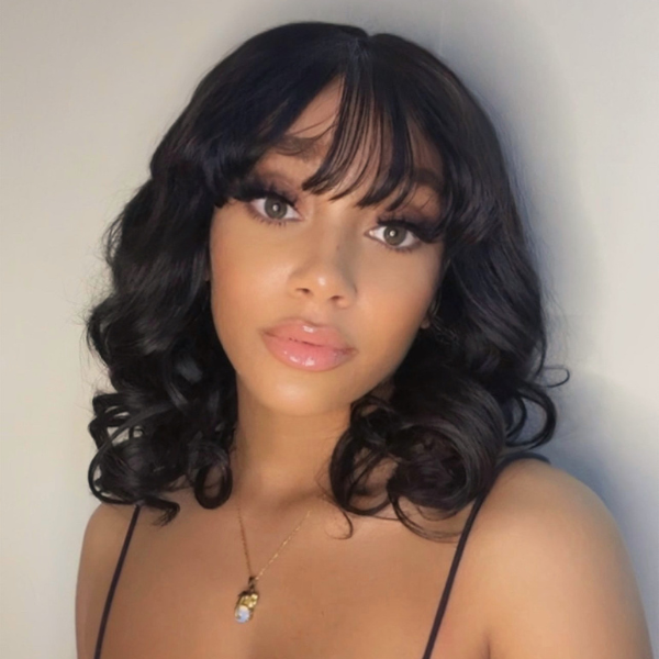 Glueless Bob Human Hair Wig with Bangs | 8"-14"