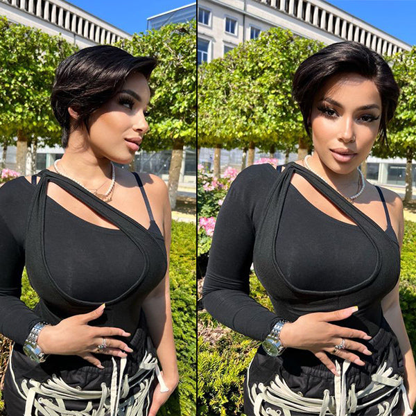 Glueless HD Lace Pixie T-Part Lace Human Hair Wig | 8"-14"