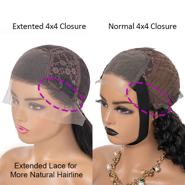 Curly 4X4 Closure Human Hair Wig - Red | 8"-14"