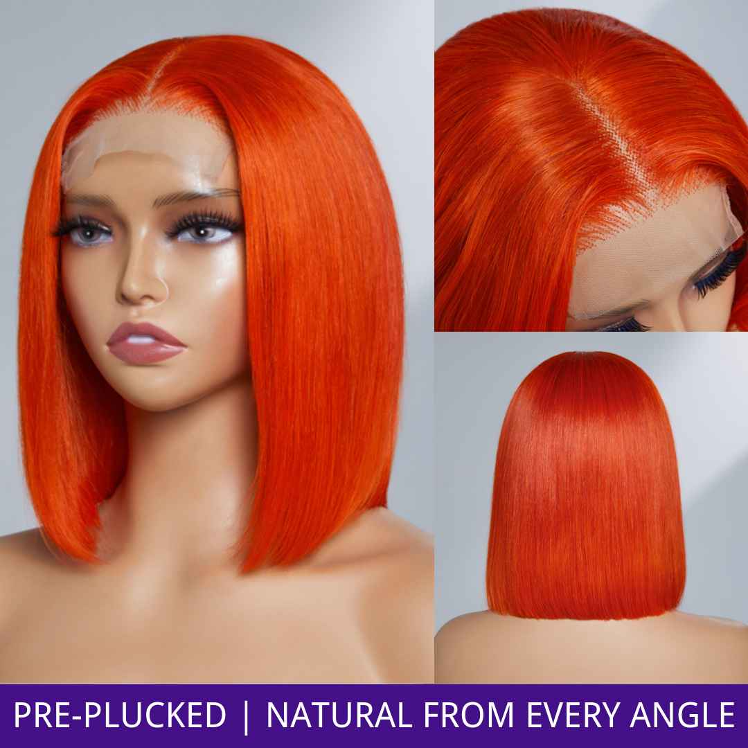 Glueless Bob 4X4 Closure Human Hair Wig - Red | 8"-14"