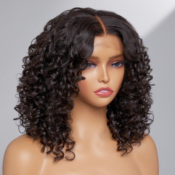 Glueless Curly 4X4 Closure Human Hair Wig | 12"