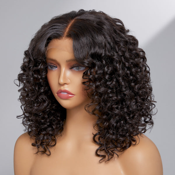 Glueless Curly 4X4 Closure Human Hair Wig | 12"