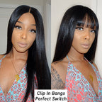 Body Wave Human Hair Wig - Blonde with Bangs | 10"-28"