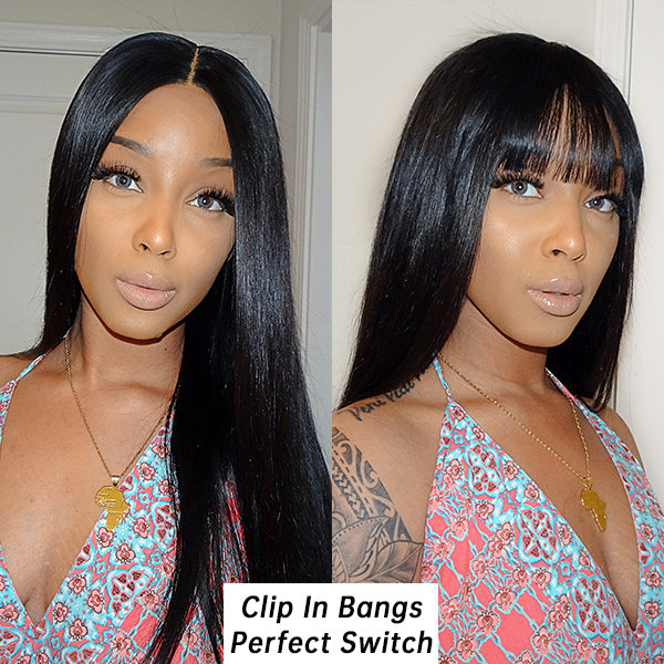 Body Wave Human Hair Wig - Blonde with Bangs | 10"-28"