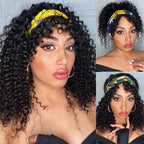 Glueless Curly Human Hair Wig with Bangs | 8"-14"