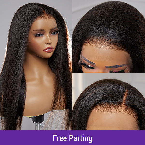 Glueless HD Lace Kinky Straight T-Part Lace Human Hair Wig | 10"-28"