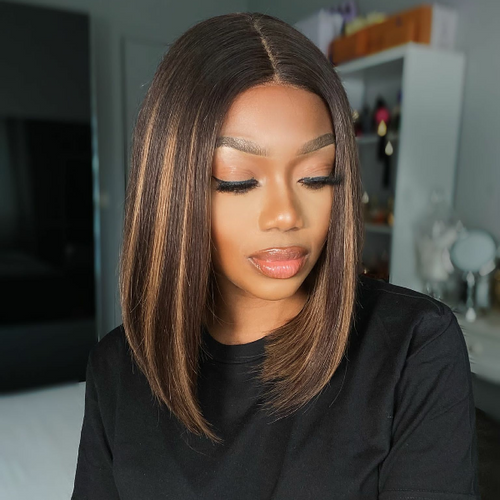 Glueless Bob 4X4 Closure Human Hair Wig - Red | 10"-14"