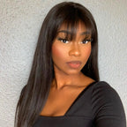 Glueless Straight Human Hair Wig with Bangs | 8"-14"