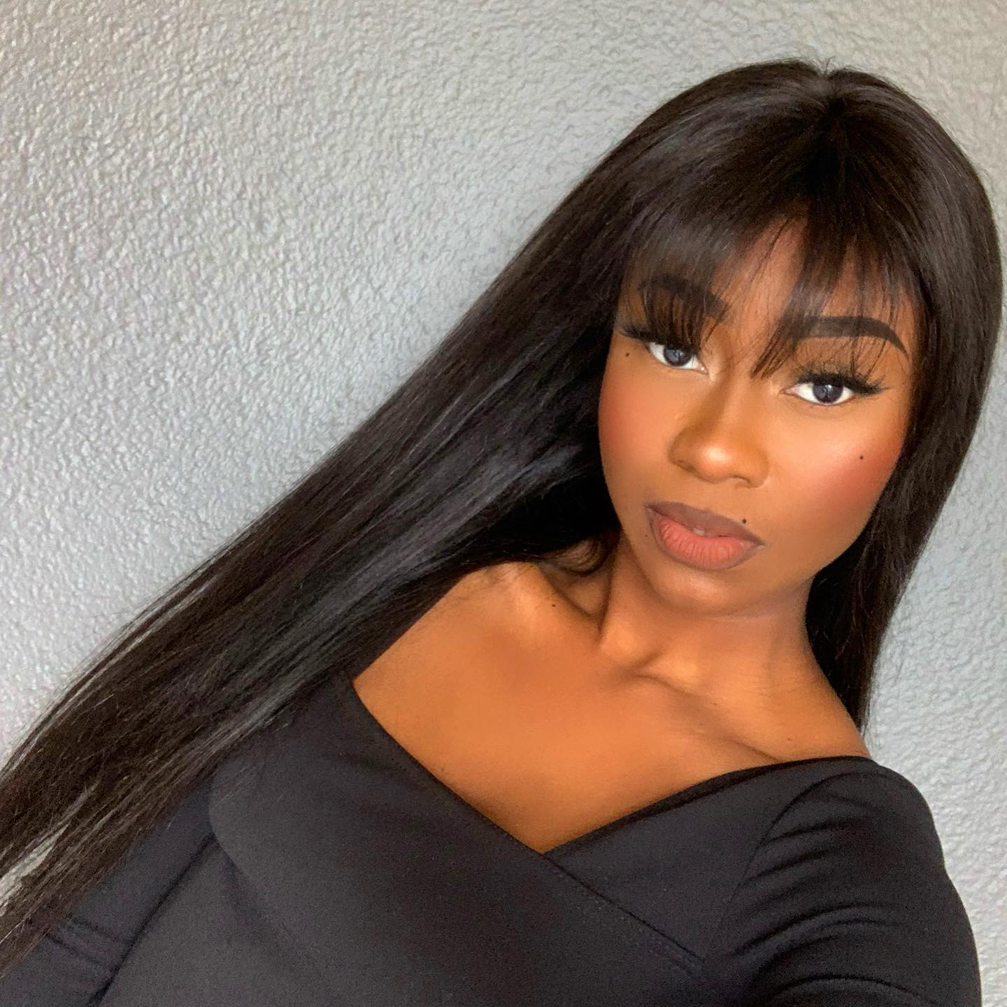 Glueless Straight Human Hair Wig with Bangs | 8"-14"