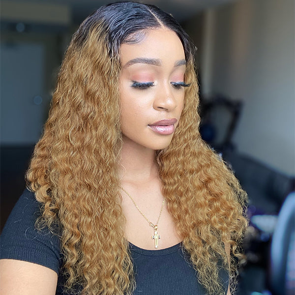 Curly 4X4 Closure Human Hair Wig - Red | 8"-14"