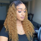 Curly 4X4 Closure Human Hair Wig - Red | 8"-14"