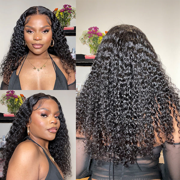 Glueless Curly 13X4 Frontal Human Hair Wig - Blonde Pre-Plucked 180% Density | 8"-14"